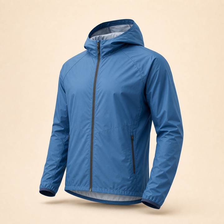 Blue StormShell packable running jacket
